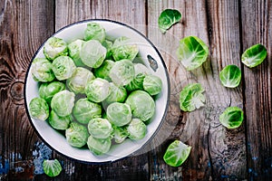 Fresh organic Brussels sprouts in a bowl