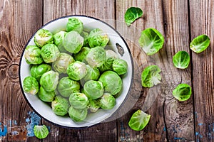 Fresh organic Brussels sprouts in a bowl