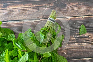 Fresh organic Bunches of mint leaves