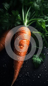 Fresh Organic Carrot Vegetable Vertical Background.