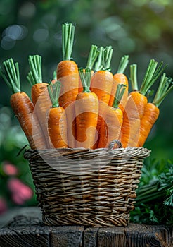 Fresh organic carrots in basket