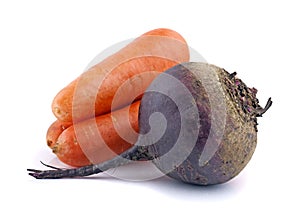 Fresh organic carrots and beetroot