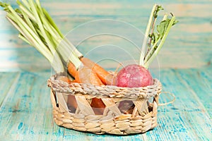 Fresh organic carrots and beetroot