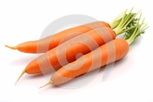 Fresh and organic carrots isolated on white background