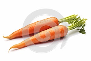 Fresh and organic carrots isolated on white background