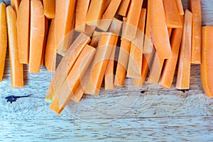 Fresh organic carrots sliced on the table