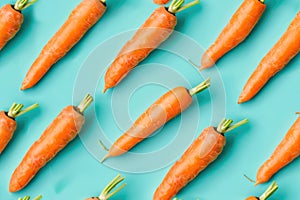 Fresh Organic Carrots on a Vibrant Teal Background