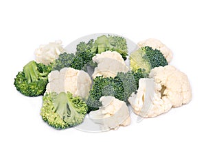 Fresh organic cauliflower and broccoli
