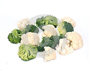 Fresh organic cauliflower and broccoli