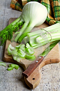 Fresh organic celery and fennel