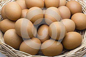 Fresh organic chicken Eggs in the basket