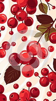 Fresh Organic Cranberry Berry Vertical Background Illustration.