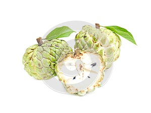 Custard apples on a white background.