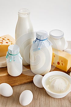 Fresh organic dairy products and eggs