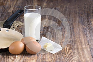 Fresh organic eggs, milk and butter