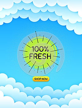 Fresh organic food banner. Nature bio product tag. Vector