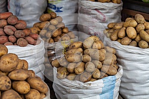 Fresh organic food at the local farmers market, potatoes