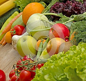 Fresh organic fruits and vegetables