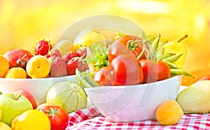 Fresh organic fruits and vegetables