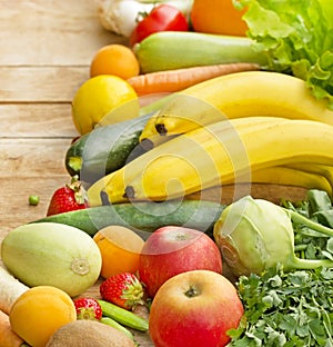 Fresh organic fruits and vegetables