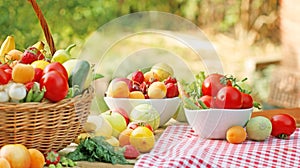 Fresh organic fruits and vegetables