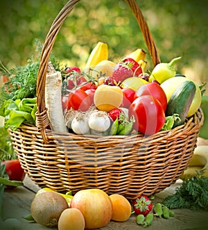 Fresh organic fruits and vegetables