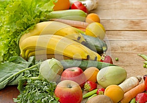 Fresh organic fruits and vegetables