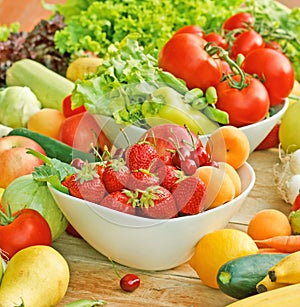 Fresh organic fruits and vegetables