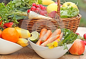 Fresh organic fruits and vegetables