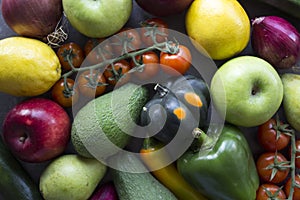 Fresh organic fruits and vegetables on a table