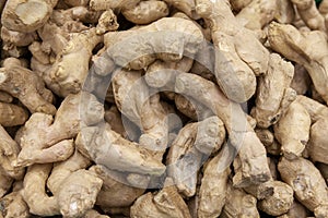 Fresh organic ginger on fresh market in thailand