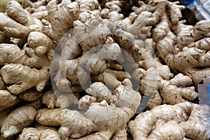 Fresh organic ginger on fresh market in thailand