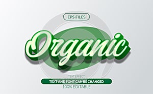 Fresh Organic green 3d editable text effect eps file vector