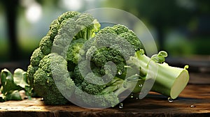 Fresh Organic Green Broccoli Vegetable Selective Focuse Background