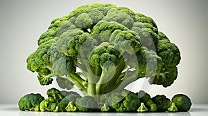 Fresh Organic Green Broccoli Vegetable Selective Focuse White Background