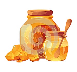 Fresh organic honey in a jar