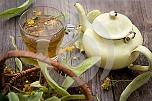 Fresh organic linden flower tea