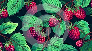 Fresh Organic Loganberry Berry Horizontal Background Illustration.