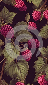 Fresh Organic Loganberry Berry Vertical Background Illustration.