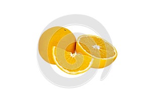 Fresh organic Orange citrus fruit with slice isolated on white