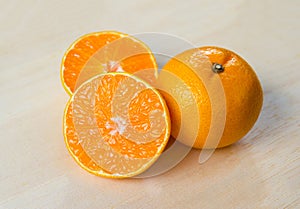 Fresh organic oranges halves fruits