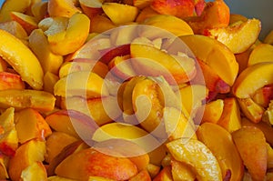 Fresh Organic Peaches Heap Of ripe peach slices