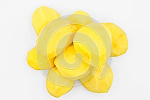 Fresh organic peeled yellow potato vegetable, carbohydrate and starch source yellow potato