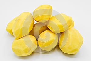Fresh organic peeled yellow potato vegetable, carbohydrate and starch source yellow potato