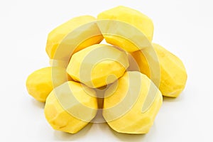 Fresh organic peeled yellow potato vegetable, carbohydrate and starch source yellow potato