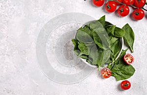 fresh organic spinach in a bowl