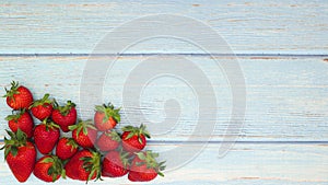 Fresh and organic strawberries falling on left side - Stop motion