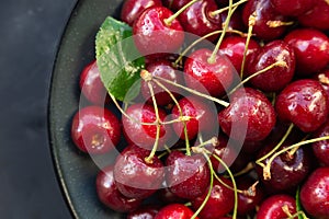 Fresh organic sweet cherries