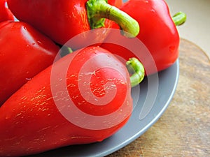Fresh organic sweet red homegrown pepper.