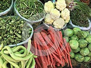 Fresh organic vegetable on street market stall